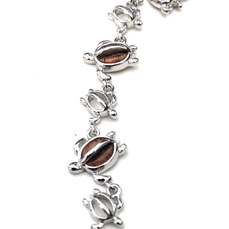 Koa Wood and Sterling Silver Honu Bracelet - Makana Hut