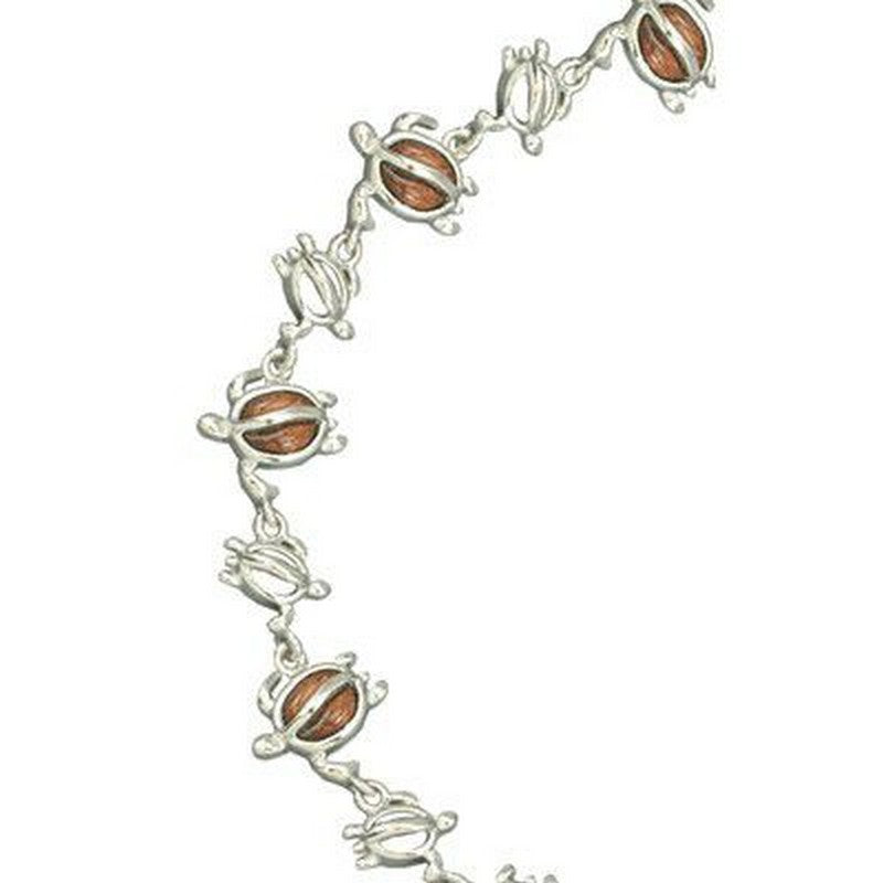 Koa Wood and Sterling Silver Honu Bracelet - Makana Hut