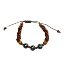 3 Strand Koa Wood and Pearl Adjustable Bracelet 12mm