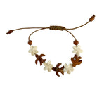 Koa Honu and Plumeria Flower Bracelet with Bone