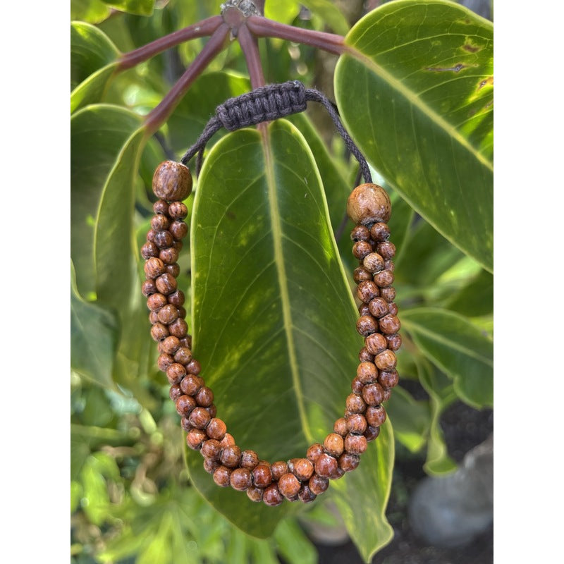 3 Strand Hawaiian Koa Wood Adjustable Bracelet