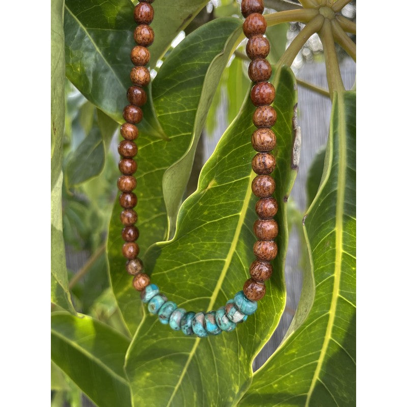 Koa and Imperial Jasper Necklace 18"