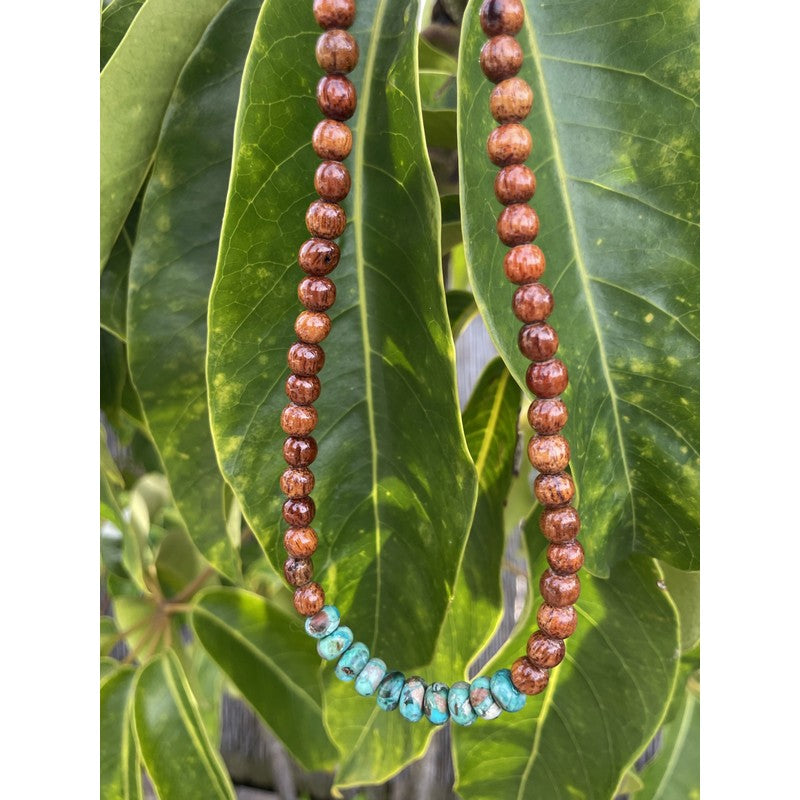 Koa and Imperial Jasper Necklace 18"