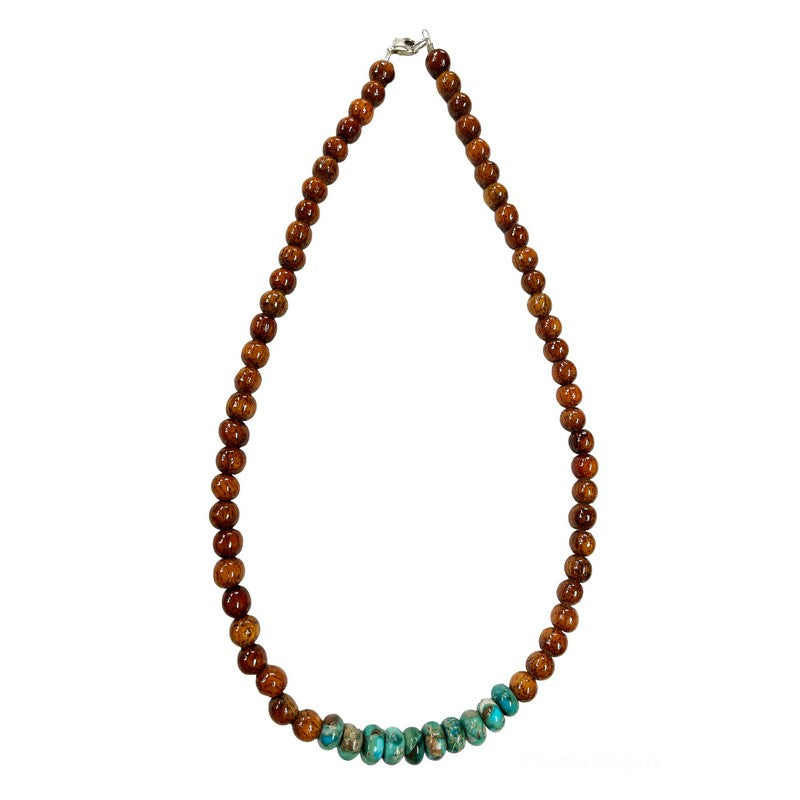 Koa and Imperial Jasper Necklace 18"