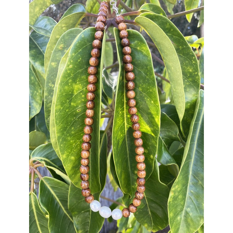 Koa and Large Baroque Fresh Water Pearls | Necklace 18"