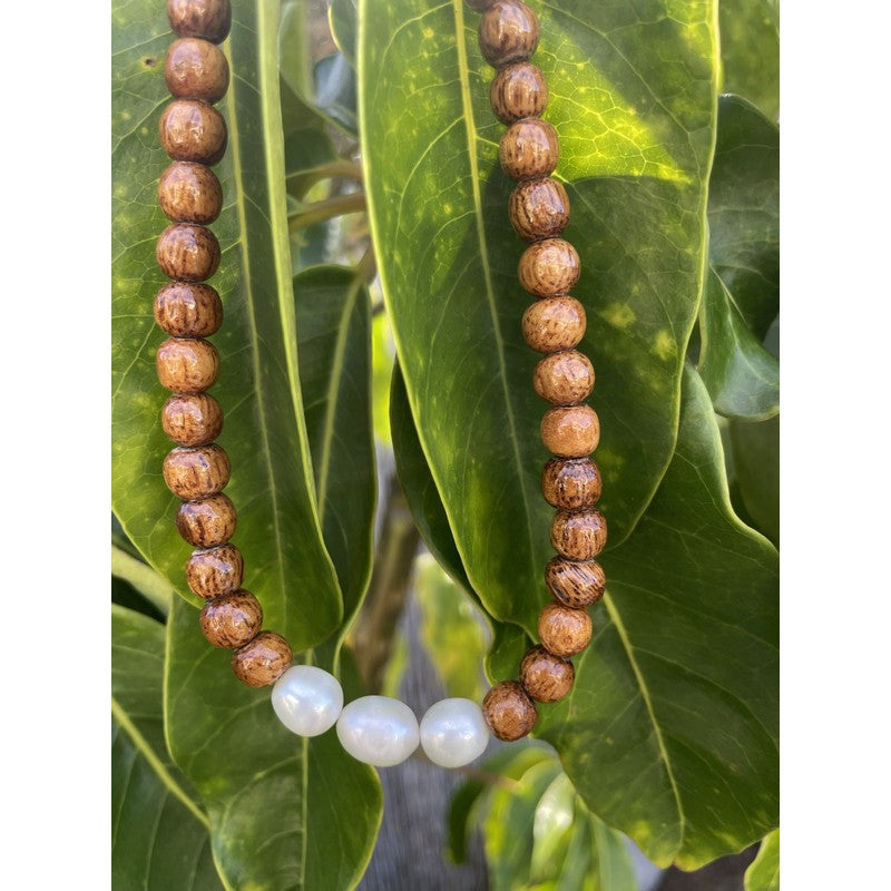 Koa and Large Baroque Fresh Water Pearls | Necklace 18"