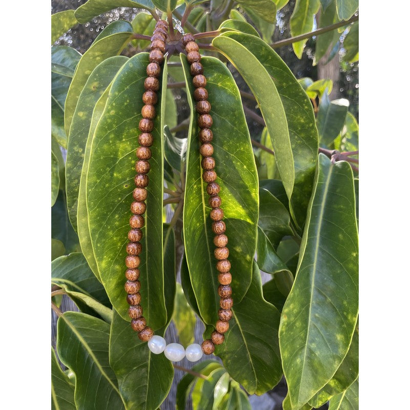 Koa and Large Baroque Fresh Water Pearls | Necklace 18"