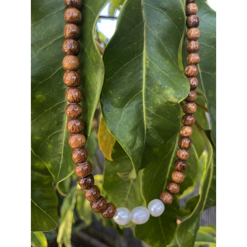 Koa and Large Baroque Fresh Water Pearls | Necklace 18"