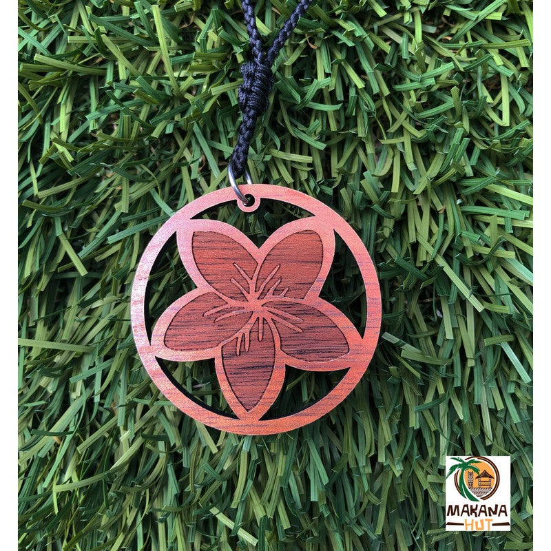 Koa Wood Plumeria Circle Necklace - Makana Hut