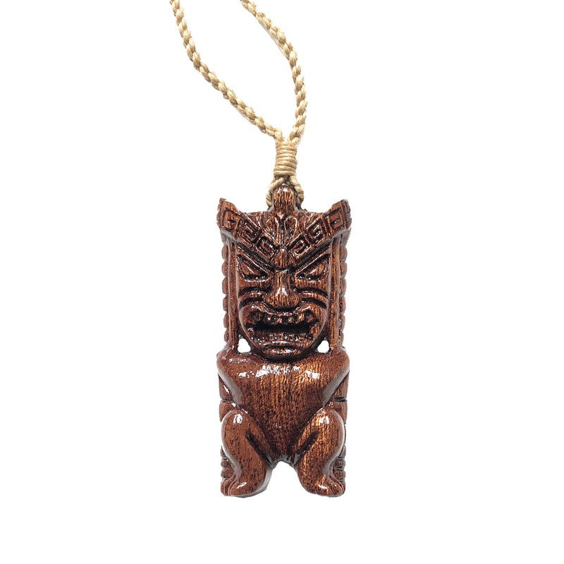 Koa Wood Tiki Pendant Necklace - Makana Hut
