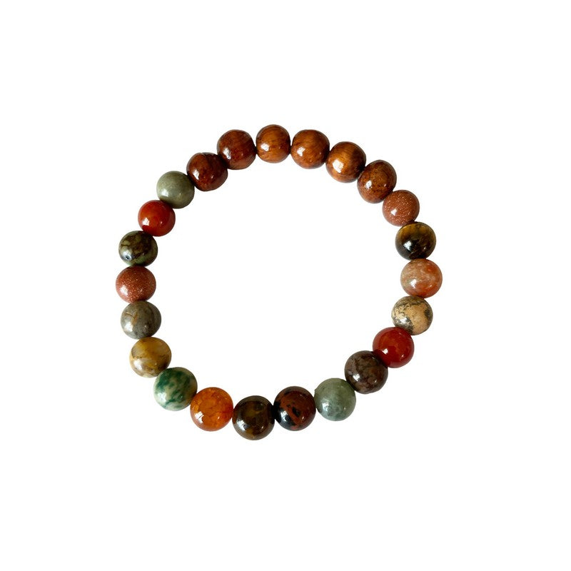 Koa and Earth Tone Stretch Bracelet | 8mm Small