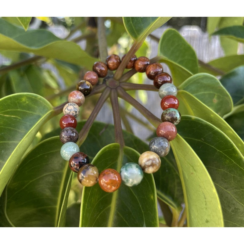 Koa and Earth Tone Stretch Bracelet | 8mm Small