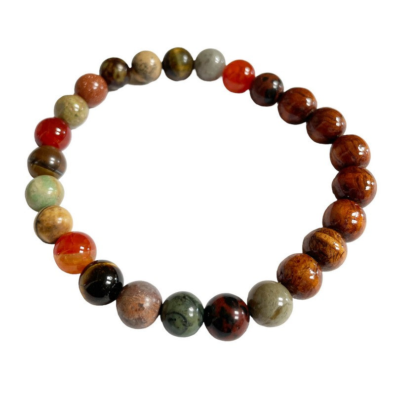 Koa and Earth Tone Stretch Bracelet | 8mm Large