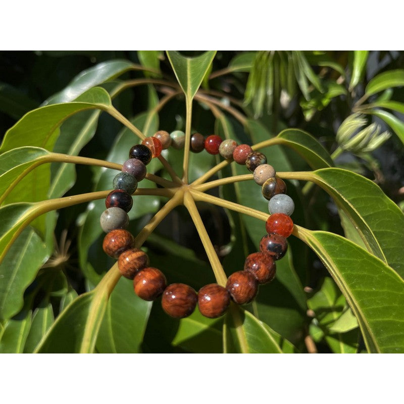 Koa and Earth Tone Stretch Bracelet | 8mm Large