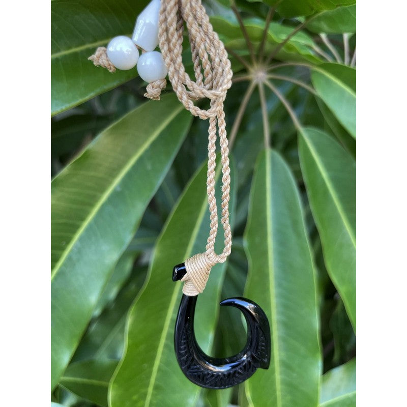 Black Bone Fish Hook w/ Engravings