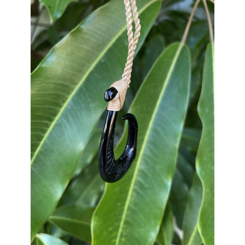 Black Bone Fish Hook w/ Engravings