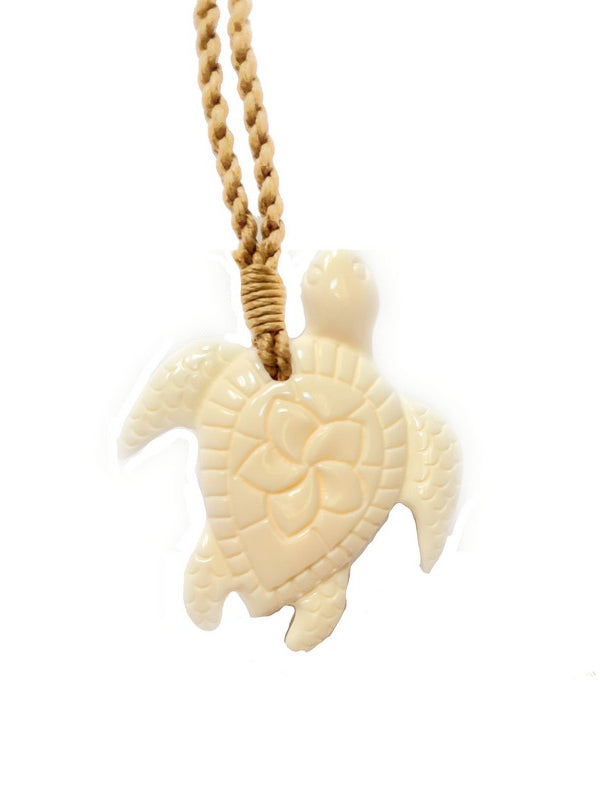 Sea Turtle (Honu) Necklace w/ Plumeria Flower