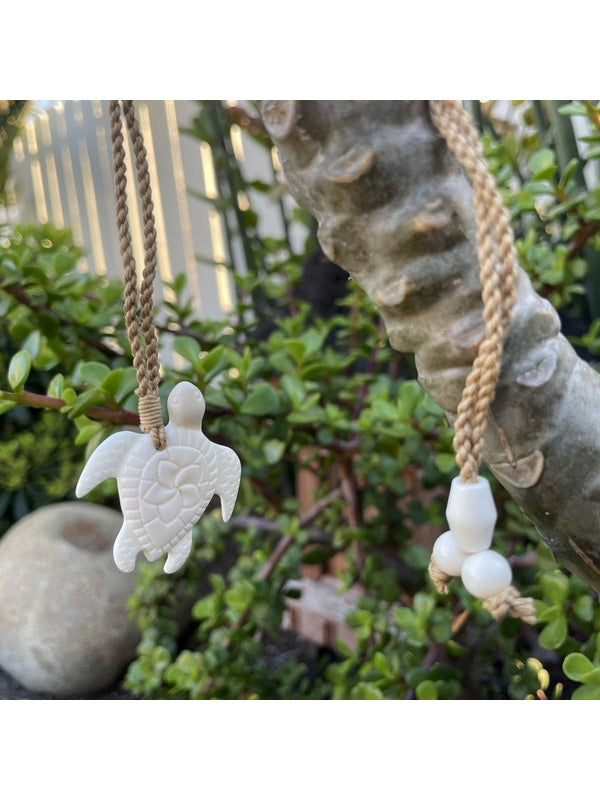Sea Turtle (Honu) Necklace w/ Plumeria Flower