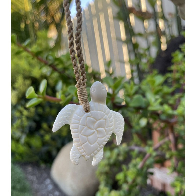 Sea Turtle (Honu) Necklace w/ Plumeria Flower
