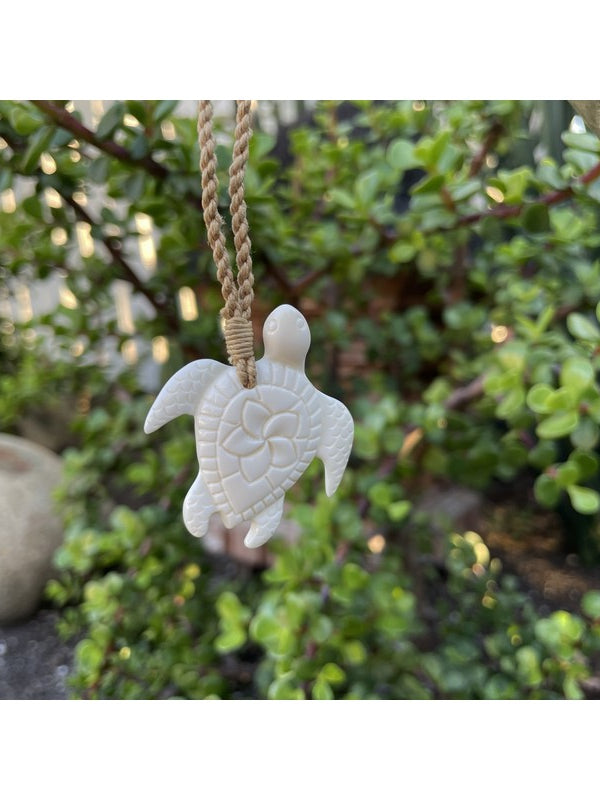Sea Turtle (Honu) Necklace w/ Plumeria Flower
