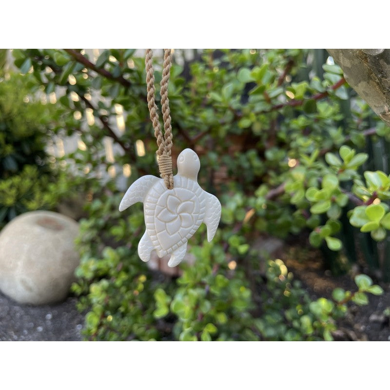 Sea Turtle (Honu) Necklace w/ Plumeria Flower