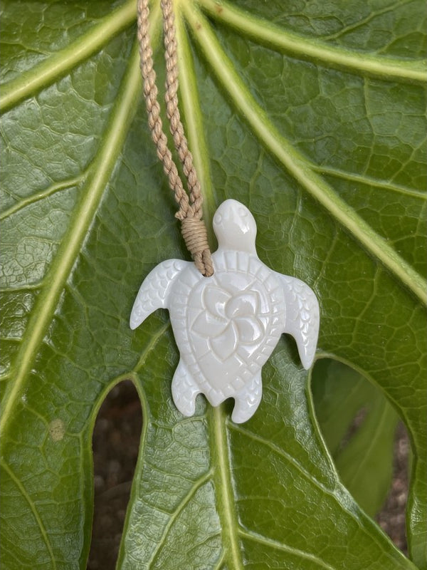 Sea Turtle (Honu) Necklace w/ Plumeria Flower