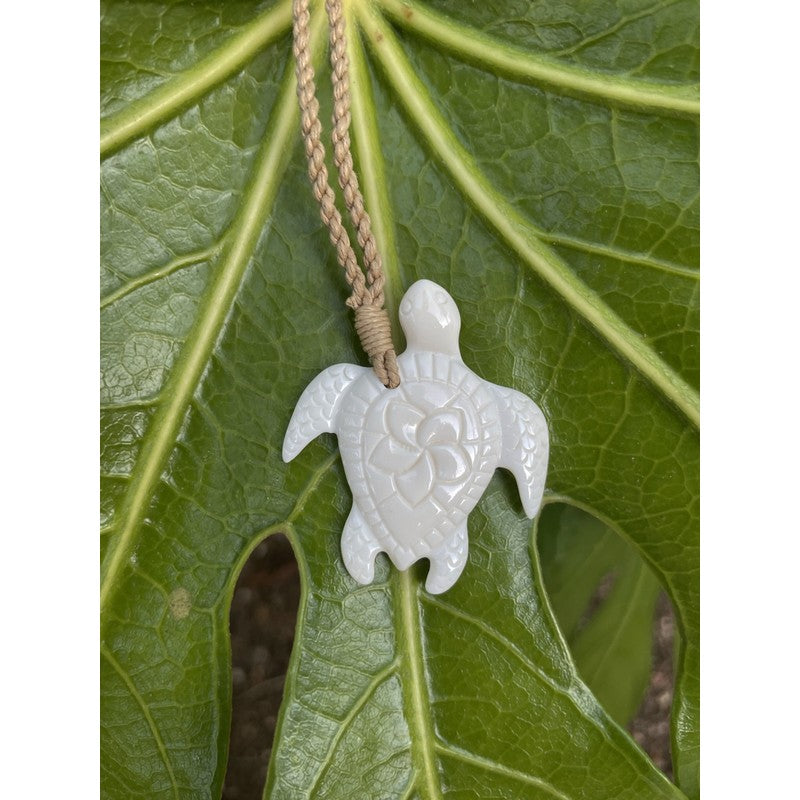 Sea Turtle (Honu) Necklace w/ Plumeria Flower