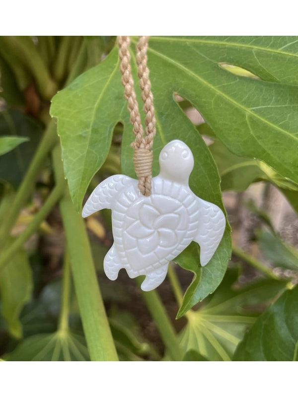 Sea Turtle (Honu) Necklace w/ Plumeria Flower
