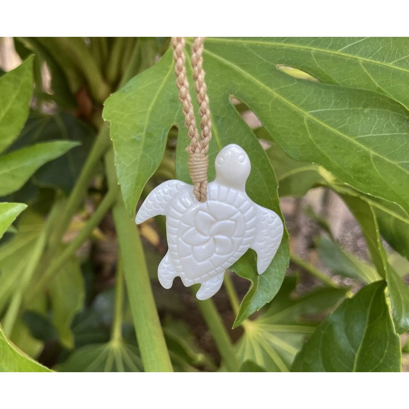 Sea Turtle (Honu) Necklace w/ Plumeria Flower