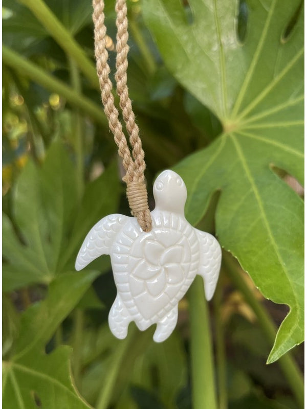 Sea Turtle (Honu) Necklace w/ Plumeria Flower