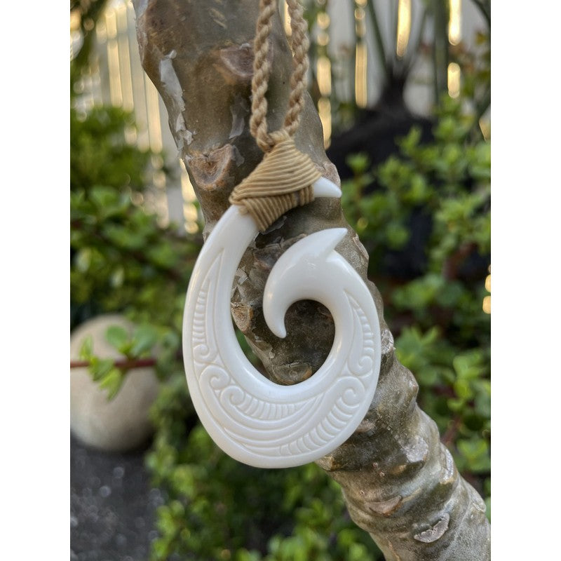 Buffalo Bone Fish Hook w/ Engravings