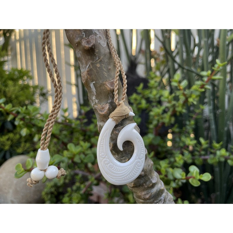 Buffalo Bone Fish Hook w/ Engravings