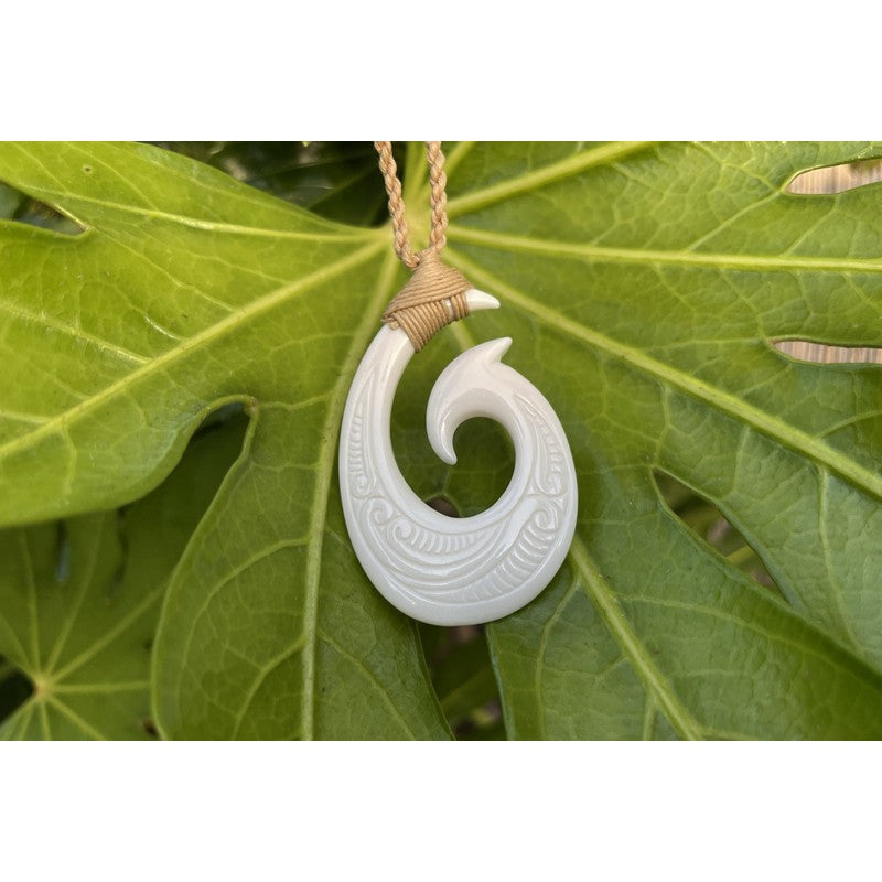 Buffalo Bone Fish Hook w/ Engravings