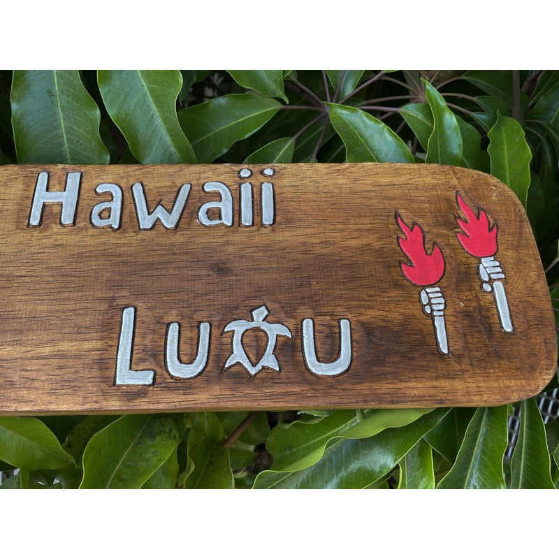 Hawaii Luau w/ Honu | Tropical Wooden Sign 16"
