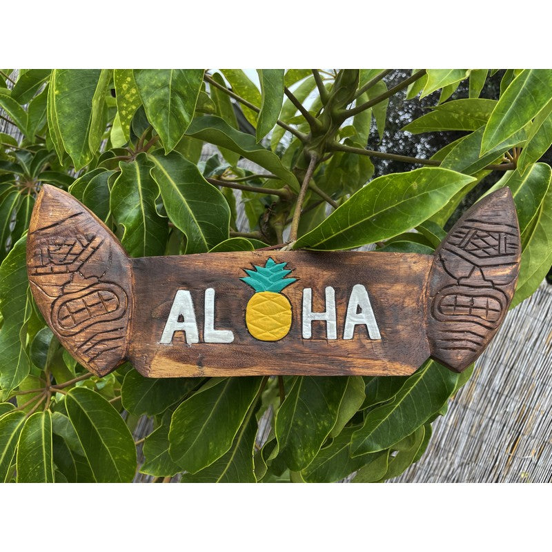 Aloha Pineapple w/ Tiki Surfboards | Tropical Sign