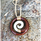 Koa and Bone Spiral Necklace