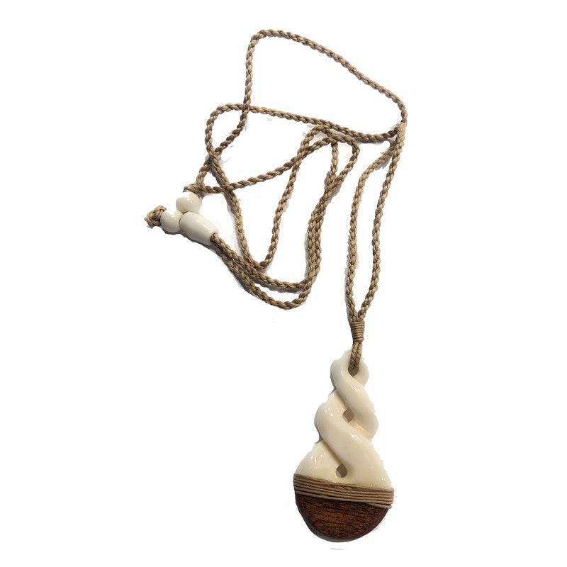 Koa and Bone Double Twist Necklace - Makana Hut