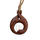 Koa Wood Circle with Bone | Hawaiian Necklace - Makana Hut