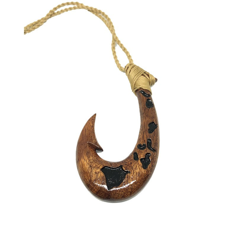 Koa Wood Fish Hook with Hawaiian