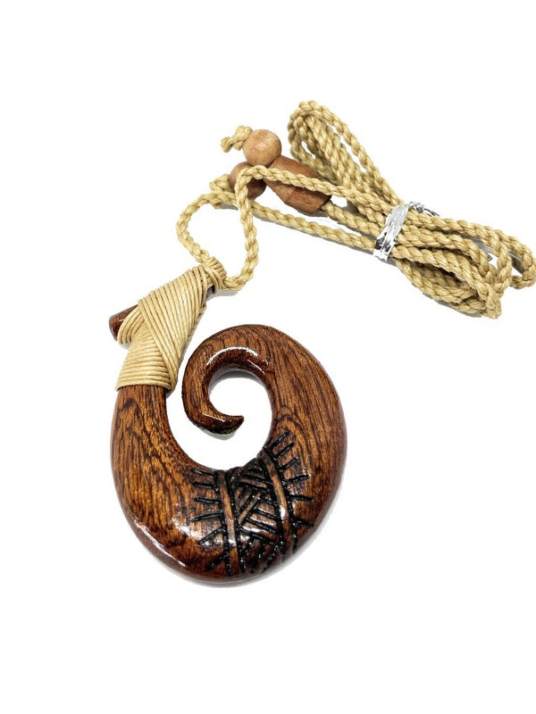 Koa Wood with Tattoo Carving Necklace