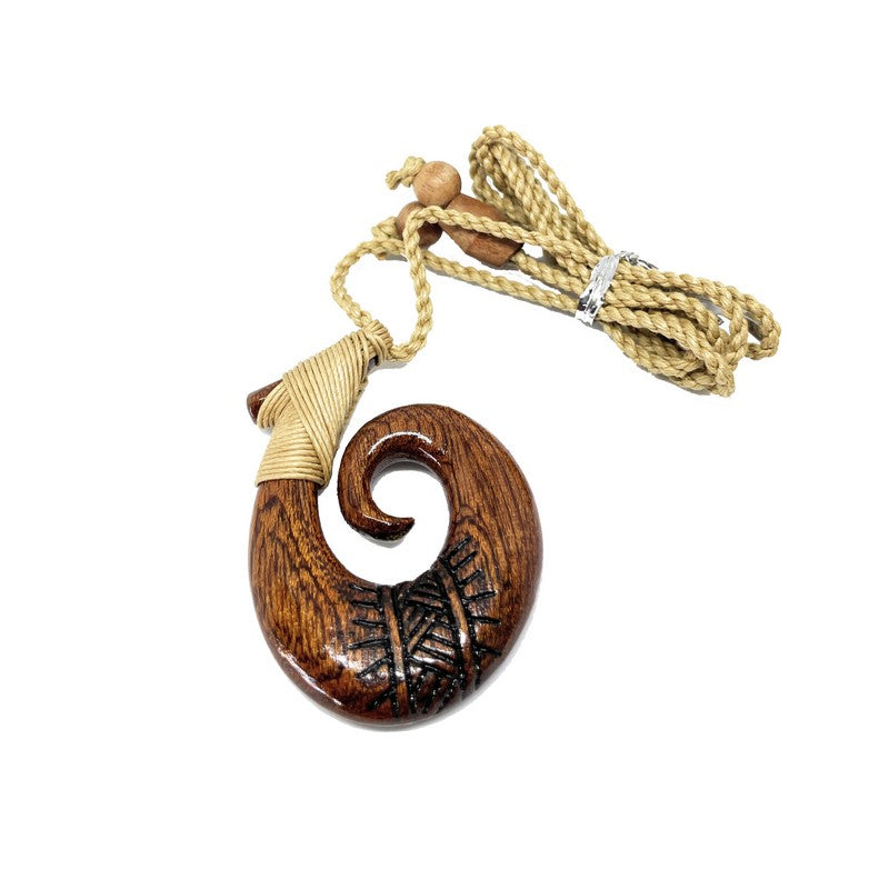 Koa Wood with Tattoo Carving Necklace