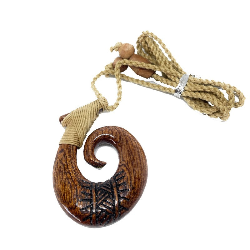 Koa Wood with Tattoo Carving Necklace