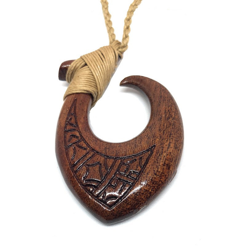 Koa Wood Fish Hook | Hawaiian Makau - Makana Hut