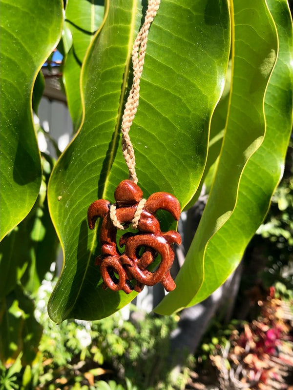 Koa Wood Ohana Honu Necklace