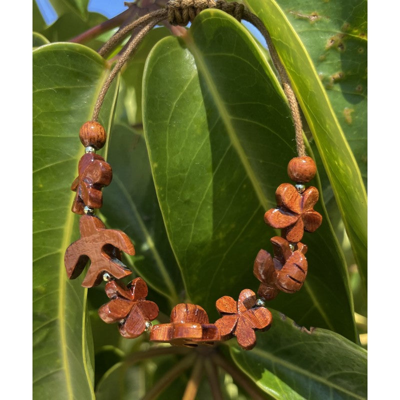 Koa Honu and Plumeria Flower Bracelet
