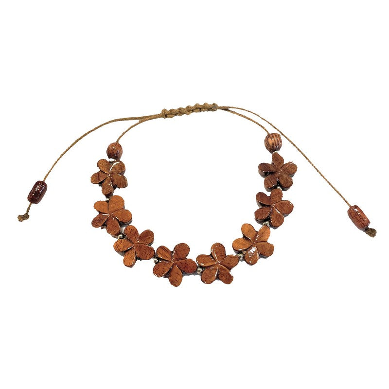 Hawaiian Koa Wood All Plumeria Bracelet