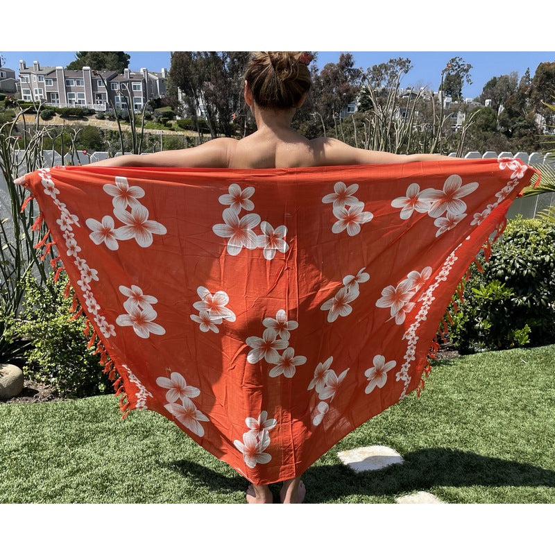 Orange with Plumeria Flowers | Pareo