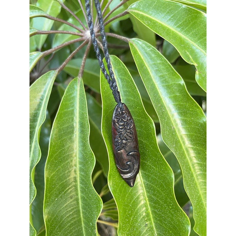Surfboard with Hawaiian Engravings Necklace