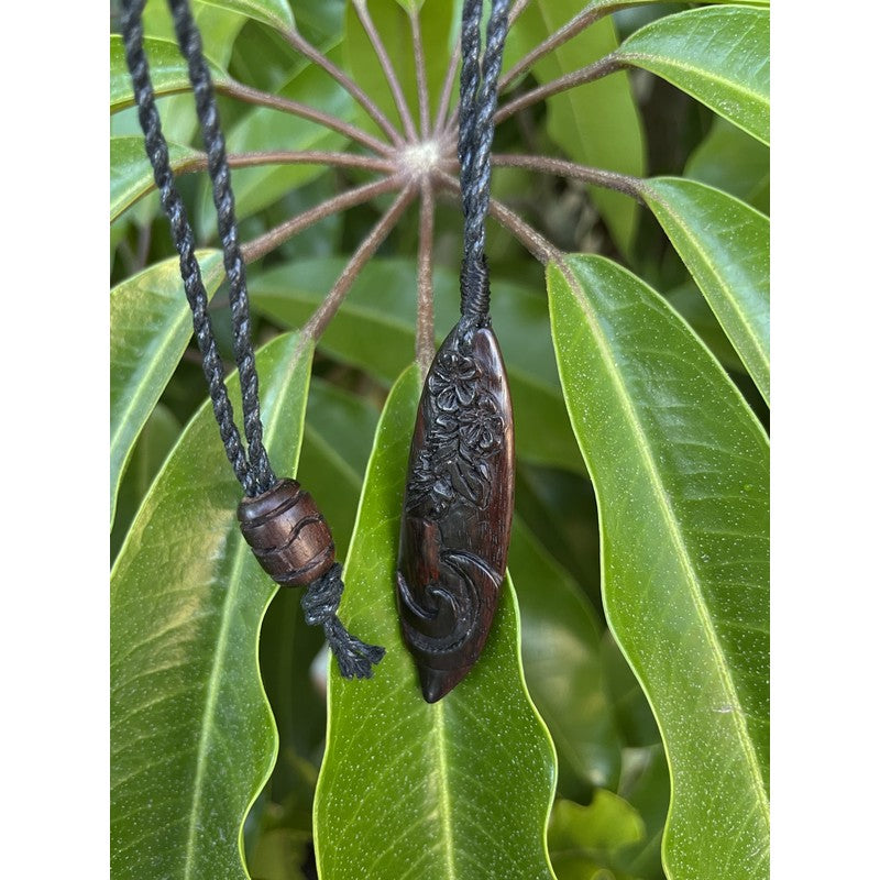 Surfboard with Hawaiian Engravings Necklace