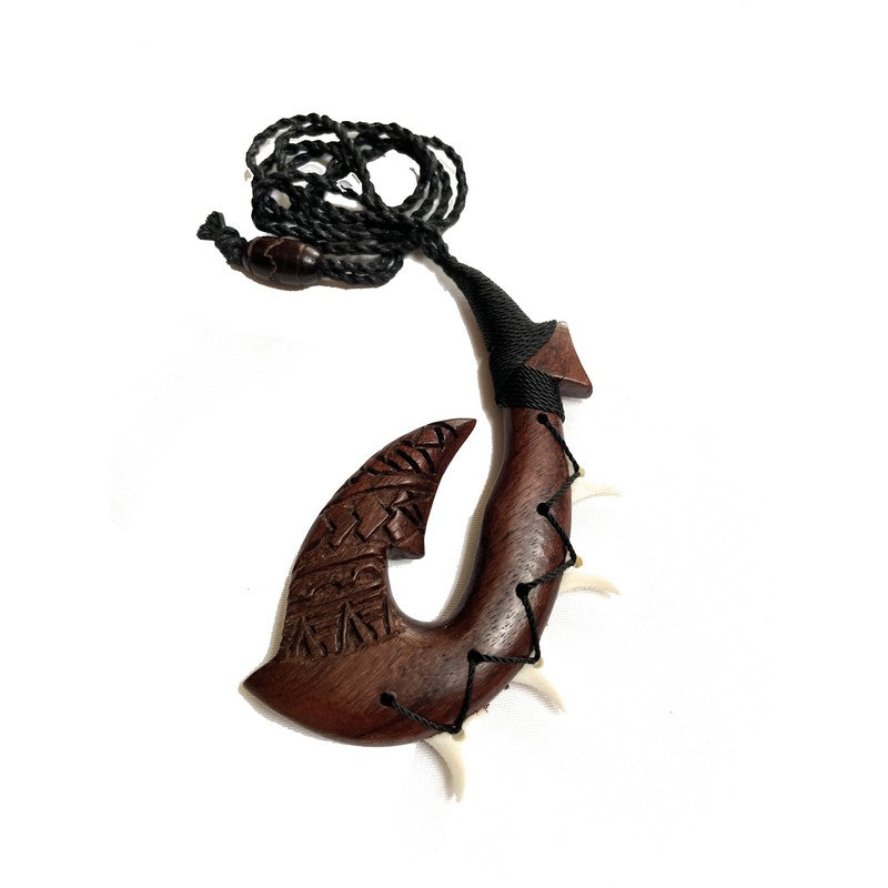 Hawaiian Fish Hook w Teeth and Engravings